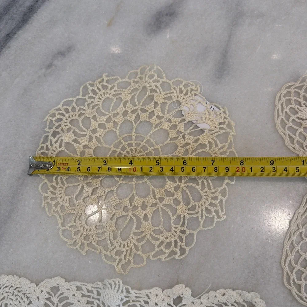 Set Of 4 vintage hand crocheted doilies